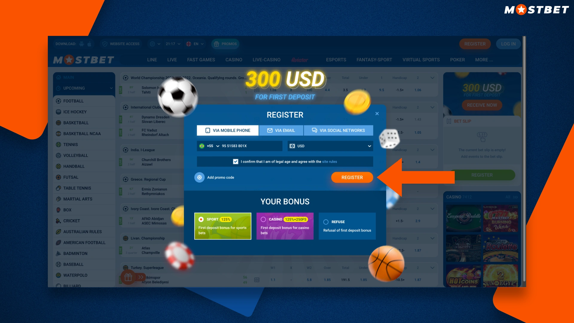 registering at mostbet by phone number