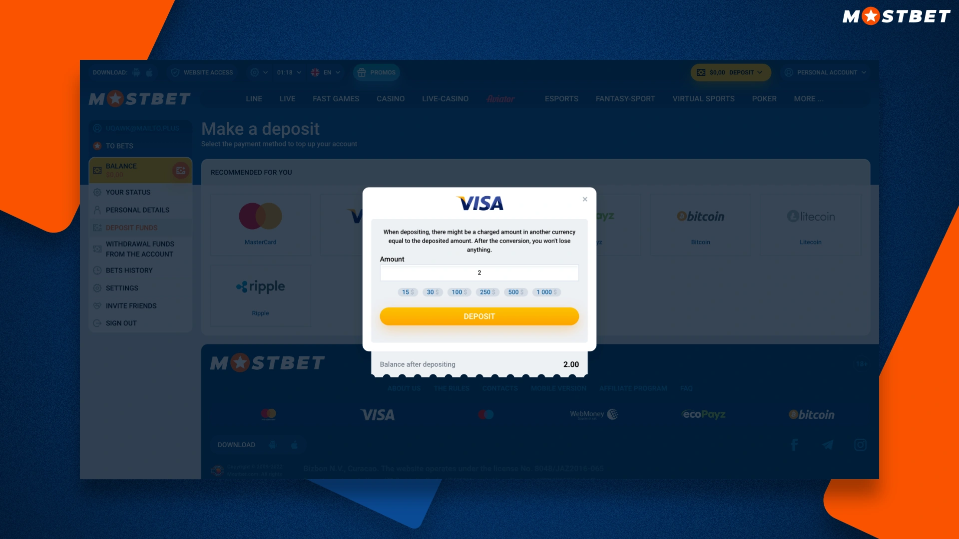 Learn what is the minimum deposit amount at Mostbet