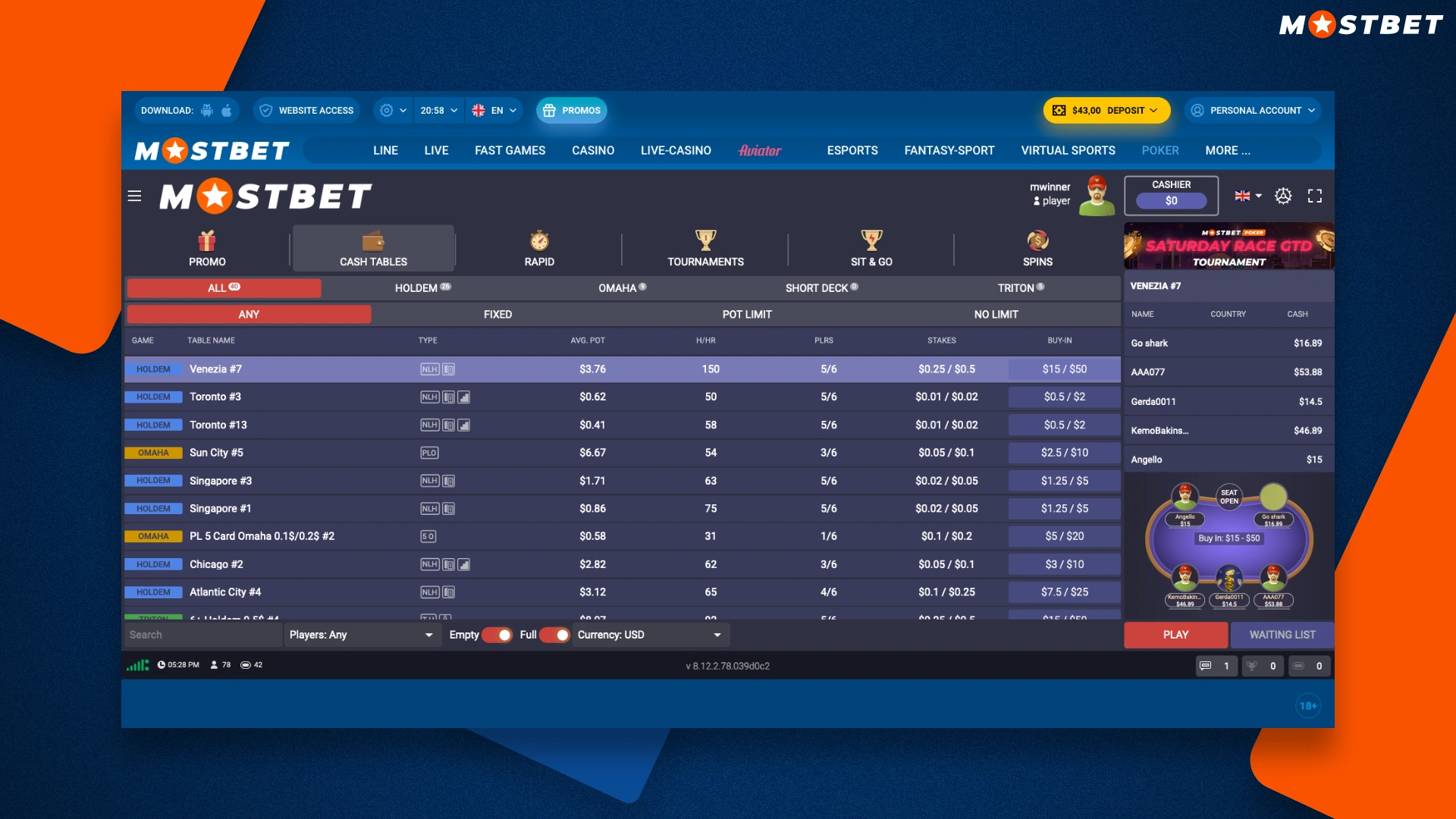 available types of poker for players Mostbet