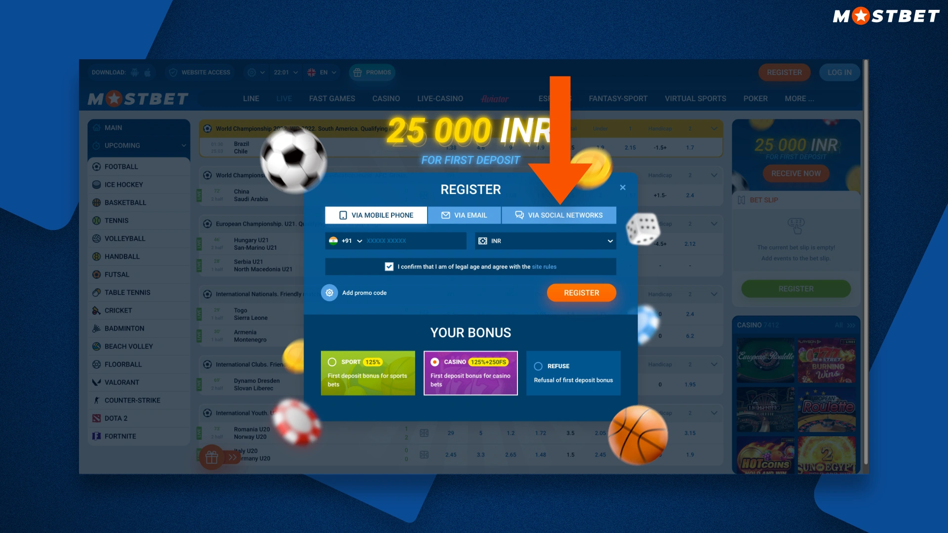 mostbet new customer registration form