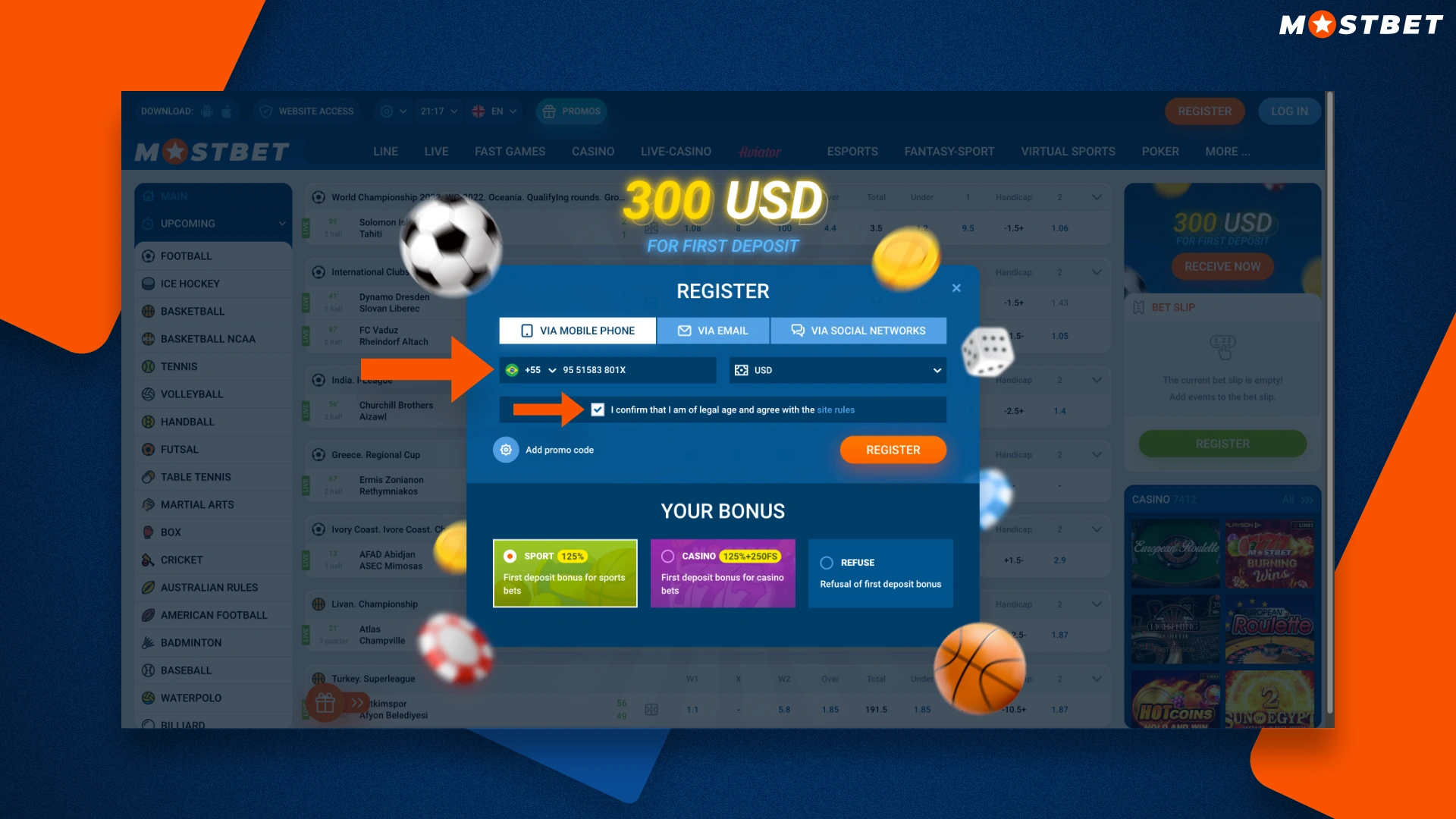 registering at mostbet bookie
